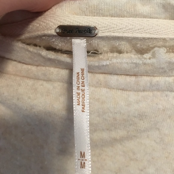 Free People Cream Wide Boat Neck Terry Split Side Pullover Sweatshirt - Size M - Picture 3 of 3